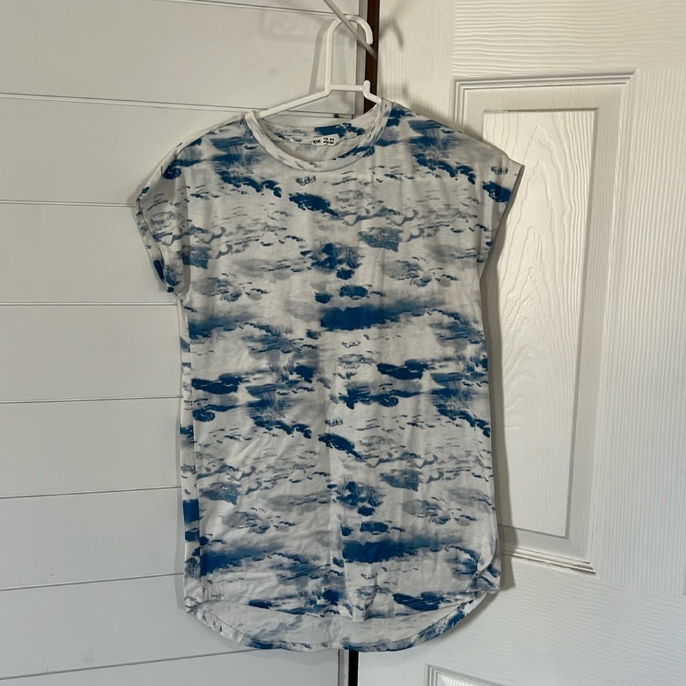 SHEIN girls T-shirt dress blue and white size 9y